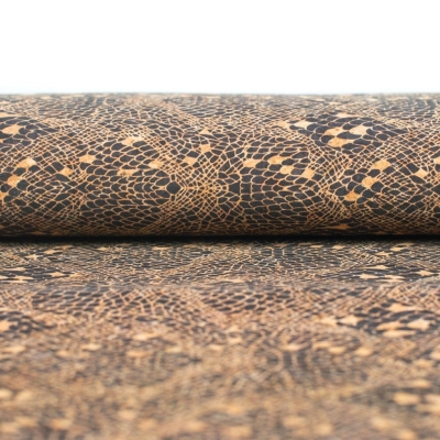 Serpent Skin Pattern Printed Cork Fabric Material COF-312-A