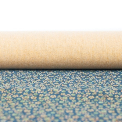 Delicate Floral Sprinkle on Teal Cork Fabric Design COF-488