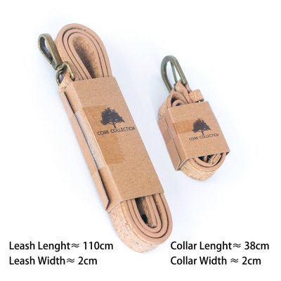 Natural Cork Pet Leash and Collar Set - Fits 26-35cm L-1020