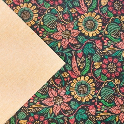 Vibrant Floral Patterned Cork Fabric COF-485