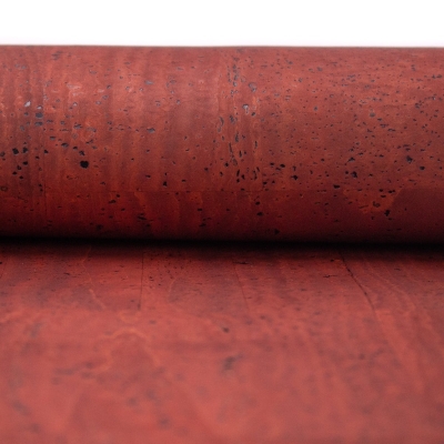 Premium Solid Scarlett Red Cork Fabric COF-155