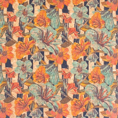 Lilies & Flowers Pattern Cork Fabric COF-268-A