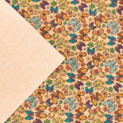 Colorful butterfly pattern Cork Fabric COF-269-A