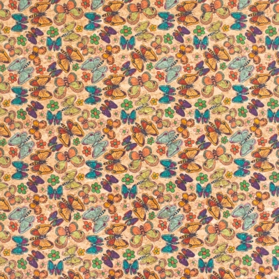 Colorful butterfly pattern Cork Fabric COF-269-A