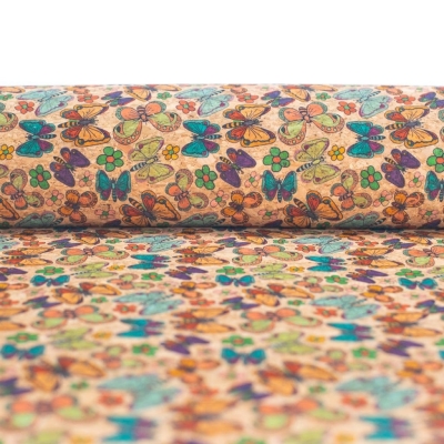 Colorful butterfly pattern Cork Fabric COF-269-A