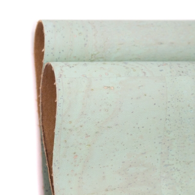 Premium Solid Green Pastel Cork Fabric COF-370