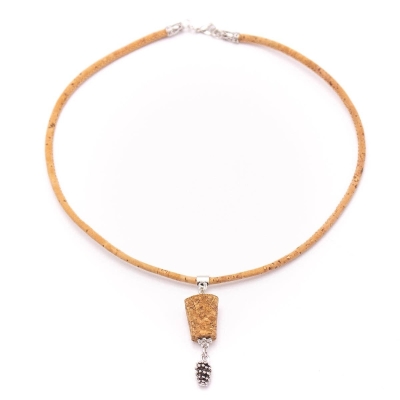 Natural Cork made women necklace N-305-5