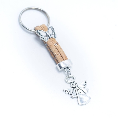 Cork and Angel Pendant Handmade Keychain I-006-MIX-10