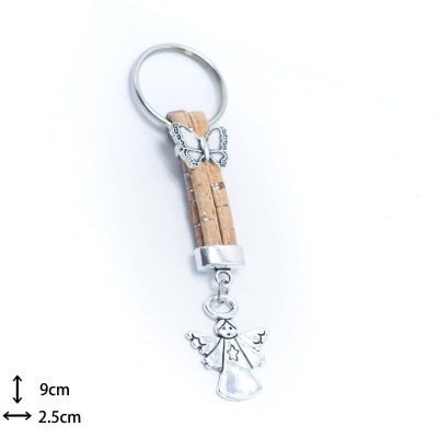 Cork and Angel Pendant Handmade Keychain I-006-MIX-10