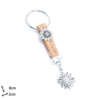 cork with sun flower Pendant handmade keychain I-083-MIX-10