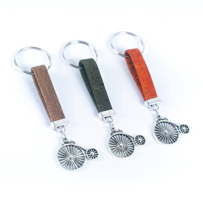 bike Pendant Handmade Cork Keychain I-02-B-MIX-10