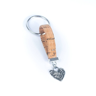 heart Pendant Handmade Cork Keychain I-082-MIX-10