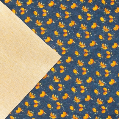 Lemon Print Natural Cork Fabric COF-178