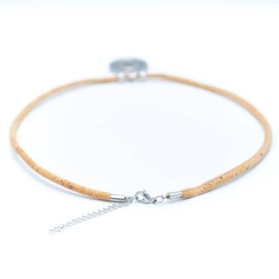 Cork jewelry-Stainless steel necklace for women NS-006-3