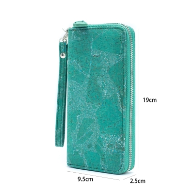 Turquoise Green Cork Wallet with Detachable Wrist Strap BAG-2084