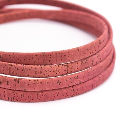 Cordoncino Piatto In Sughero Rosa Rosso 10 Mm COR-352 (10 Metri)