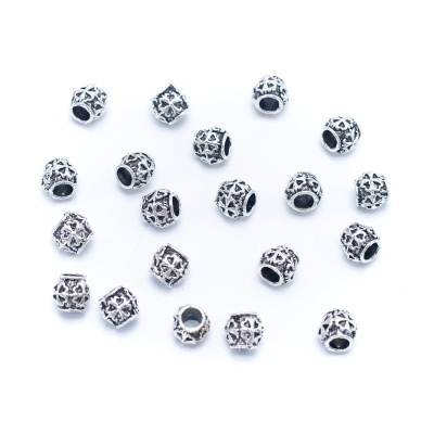 20 pz Ciondoli in Zama per cinturino in sughero da 5 mm Argento antico Rotondo Accessori per gioielli Components-D-5-5-255