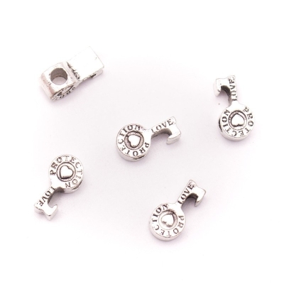 20 pezzi di pendenti in zama per cinturino in sughero da 5 mm, argento sterling, chiave tonda da 5 mm - D-5-5-232