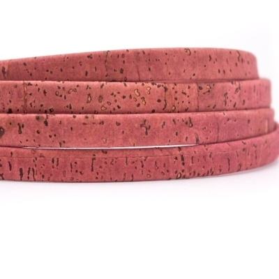 Cordoncino Piatto In Sughero Rosa Rosso 10 Mm COR-352 (10 Metri)