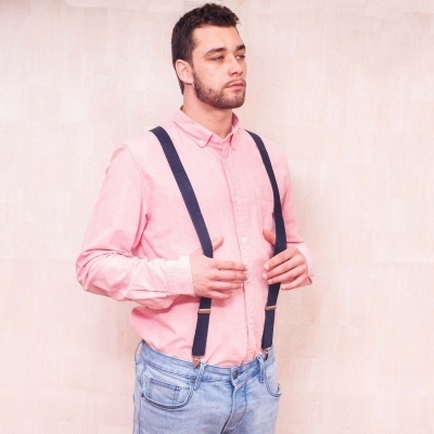 Bretelle regolabili in sughero blu scuro da uomo SUSPENDER L-542-F