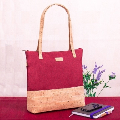 Borsa in sughero con tessuto rosso 2057