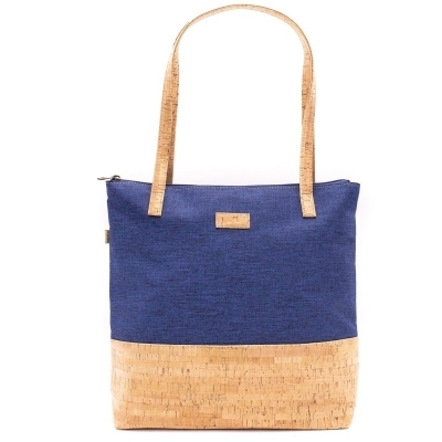 Borsa a mano da donna in sughero e tessuto Denim Blue 2057