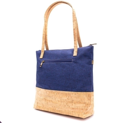 Borsa a mano da donna in sughero e tessuto Denim Blue 2057