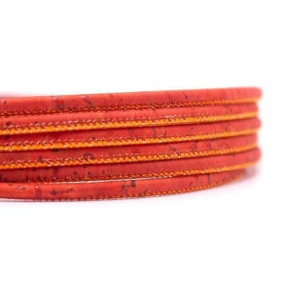 Cordoncino Rotondo In Sughero Rosso-Arancio 3mm COR-573 (10 Metri)