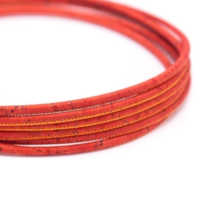 Cordoncino Rotondo In Sughero Rosso-Arancio 3mm COR-573 (10 Metri)