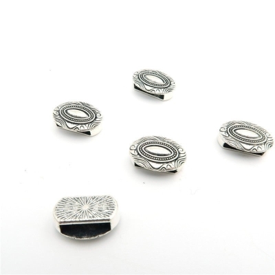 10 pezzi per accessori per gioielli rotondi in argento antico in pelle piatta da 10 mm D-1-10-86