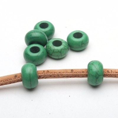 20 pendenti in zama per perline in pelle da 5 mm con pietra verde con fori grandi Componenti per fornitura di gioielli D-5-5-77