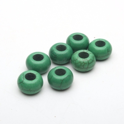 20 pendenti in zama per perline in pelle da 5 mm con pietra verde con fori grandi Componenti per fornitura di gioielli D-5-5-77