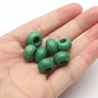 20 pendenti in zama per perline in pelle da 5 mm con pietra verde con fori grandi Componenti per fornitura di gioielli D-5-5-77