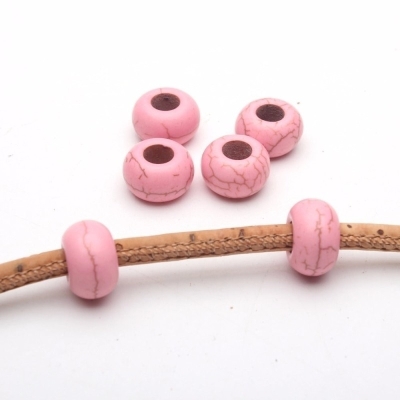 20 pz Ciondoli in Zama per cinturino in sughero da 5 mm, pietra rosa, perline con foro grande, accessori per gioielli, component