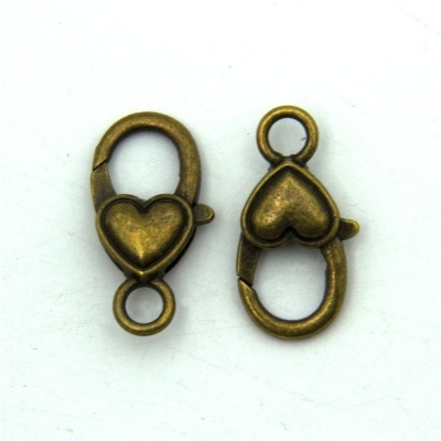 10 fermagli a cuore in bronzo D-6-196