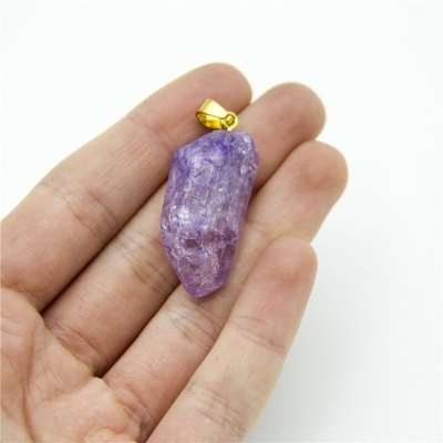 1pc viola oro lucido pietra naturale cristallo pendente forma irregolare 42x14mm bigiotteria trova D-3-346-N