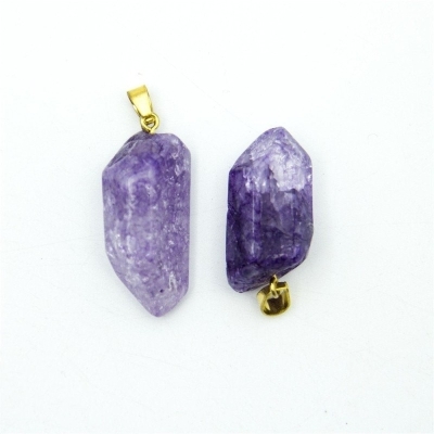 1pc viola oro lucido pietra naturale cristallo pendente forma irregolare 42x14mm bigiotteria trova D-3-346-N