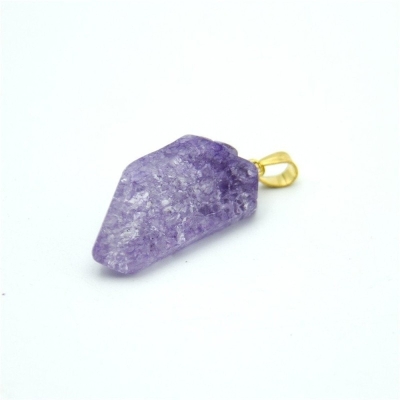 1pc viola oro lucido pietra naturale cristallo pendente forma irregolare 42x14mm bigiotteria trova D-3-346-N