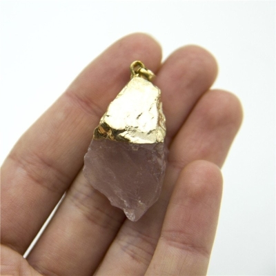 1pc pendente di forma irregolare in cristallo di pietra naturale in oro rosa 37x15mm trovare gioielli D-3-346-A