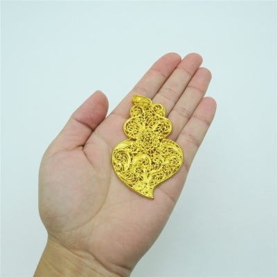 5 pezzi Ciondolo a cuore viana in oro originale PORTOGALLO dichiarazione Collana pendente ricerca fornitore di gioielli D-3-86