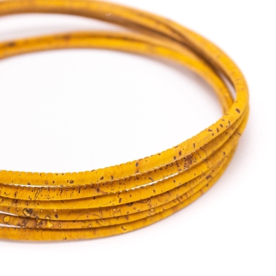 Yellow 3mm Round Cork Cord COR-358(10 meters)