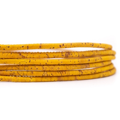 Yellow 3mm Round Cork Cord COR-358(10 meters)