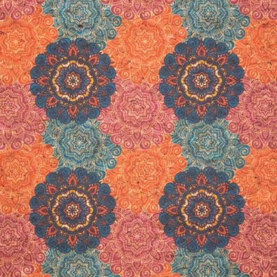 Tessuto di sughero Mandala colorati COF-310