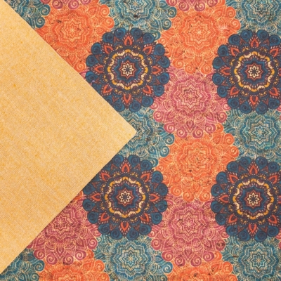 Tessuto di sughero Mandala colorati COF-310