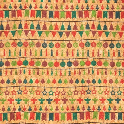 Natural cork Christmas Fabric Collection Christmas pattern COF-326