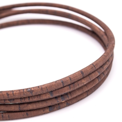 8mm Dark rustic brown round cork cord COR-416(10 meters)