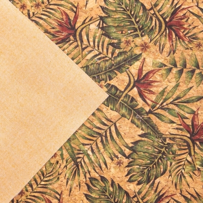 Palm leaves. Seamless floral pattern summer Cork fabric COF-377