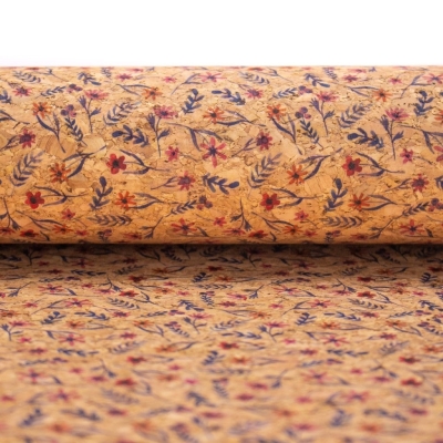 Flowers and grass pattern Cork fabric COF-390