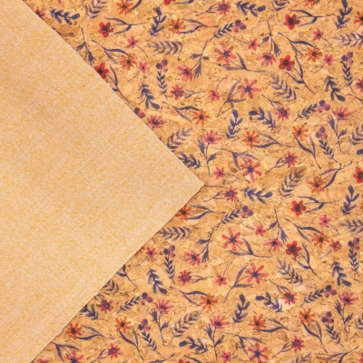 Flowers and grass pattern Cork fabric COF-390