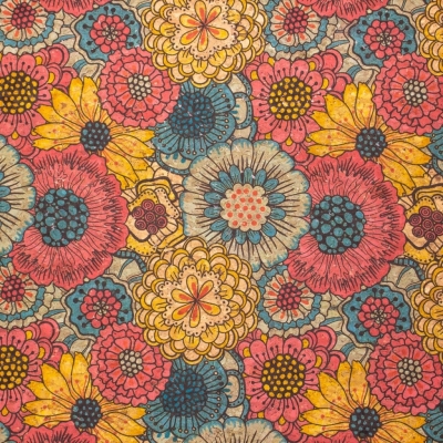 Chrysanthemums on cork fabric COF-395